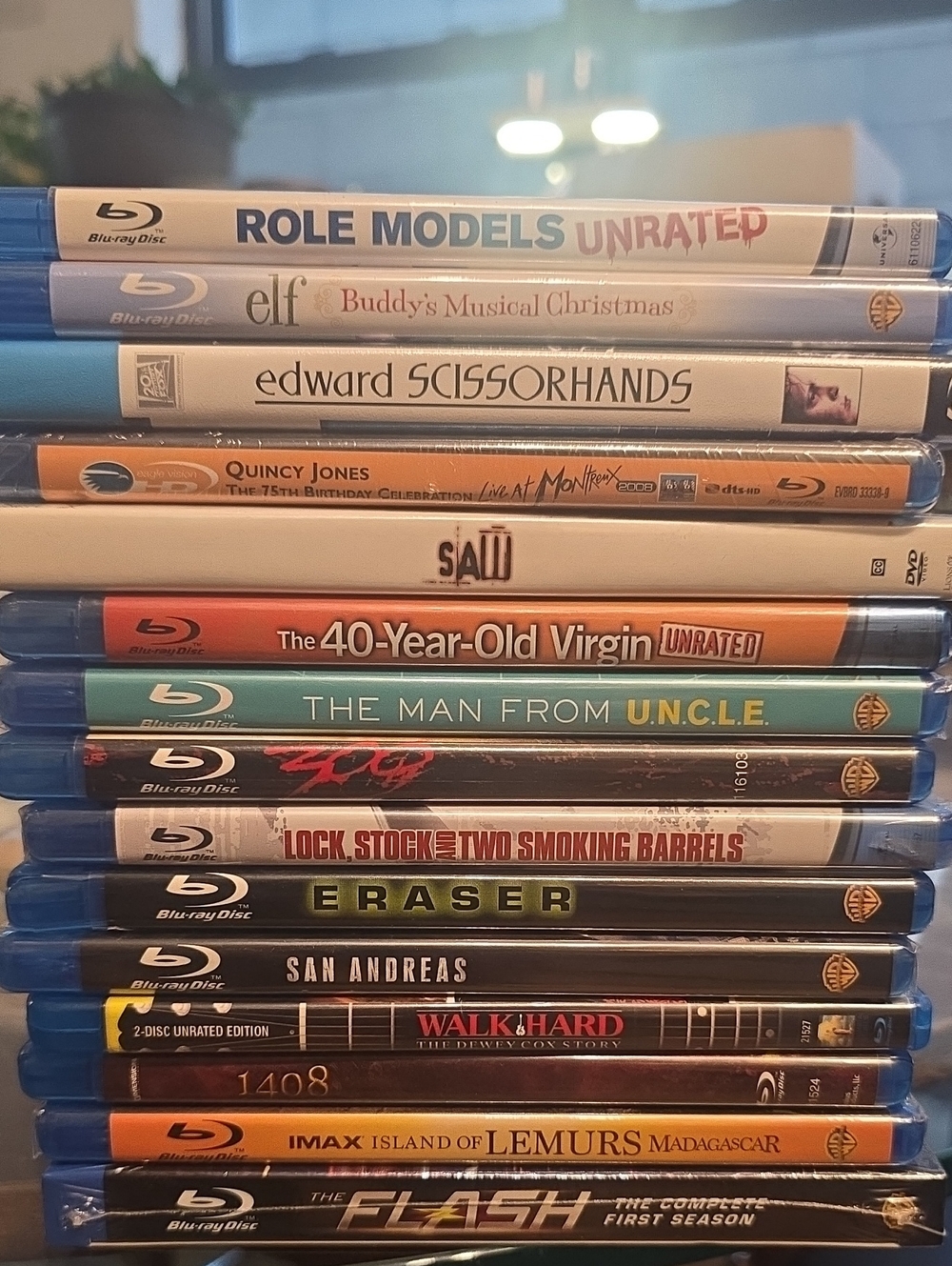 Stack of Blu-ray Movies - Mixed Titles - Blue & White